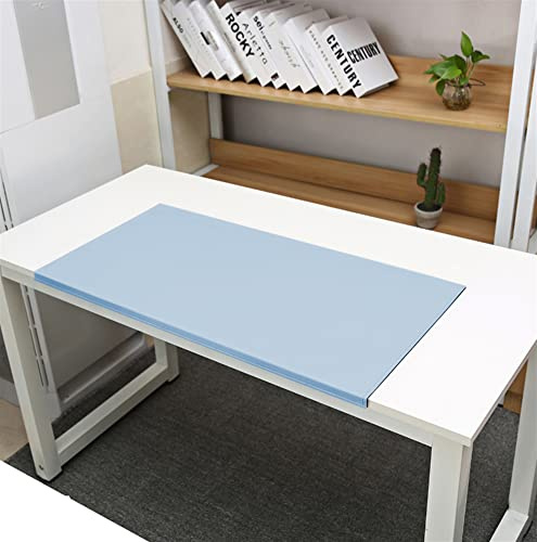 SK Studio Schreibtischunterlage mit Kantenschutz wasserdichte PU Leder, rutschfeste mit Kantenverriegelung Mausunterlage für Computertastatur, PC und Laptop Hellblau, 90x48cm