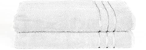 Komfortec Asciugamani 2 per Sauna 80x200 cm in 100% Cotone,470 g/m², Asciugamano Doccia Grande, Morbido, Asciugatura Rapida, Bianco