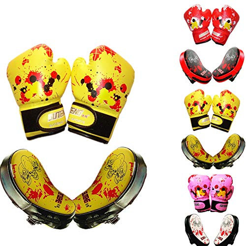 LEDDP Box Handschuh Herren Pratzen Kampfsport Fokus Mitts Boxhandschuhe für Kampfkünste Günstige Boxhandschuhe Boxhandschuhe für Erwachsene Yellow,Freesize