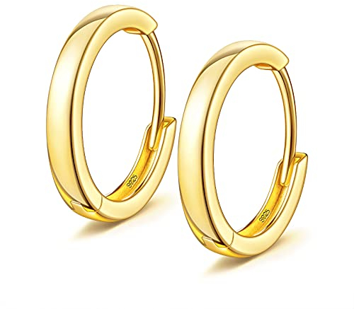 ANNA NUCCI Creolen Ohrringe Damen Herren, Ohrstecker 925 Sterling Silber Vergoldet, Muttertagsgeschenk Für Mama Frauen Creolen Silber 925 Schmuck Kinder Klein Kreolen Geschenk Gold