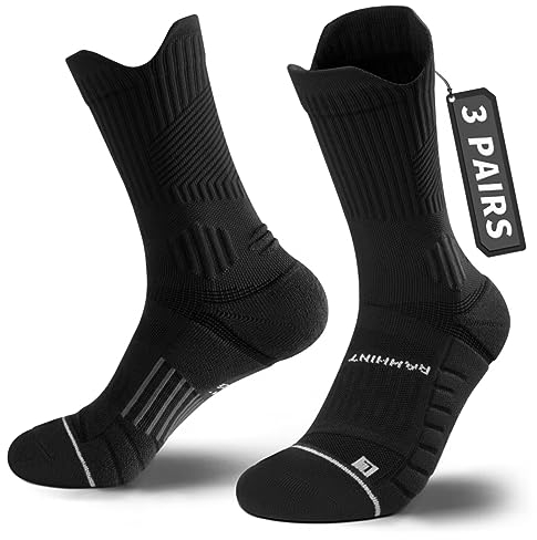 Rahhint Coolmax Compresión Calcetines Running Hombre, Deporte Anti-Ampollas, Amortiguación Respirable, Soporte del Arco (Tallas 35-51, 3 Pares)​