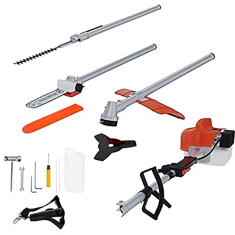 Decespugliatore 4 in 1 Multifunzione A Scoppio Benzina 52 cc Troncarami Motosega Tagliabordi Tagliasiepi Per Uso Professionale Domestico Potatura Abbattimento Giardinaggio Fai Da Te