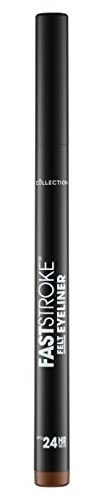 Collection Cosmetics Fast Stroke Felt Tip Eyeliner with Fine Tip, Long Lasting 24hr, Quick Drying Formula, 4ml, Brown