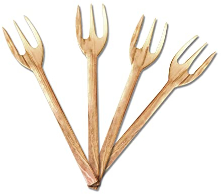 NATUREHOME Holzgabeln 4er Set Premium Holzbesteck aus Olivenholz – natürlich, bio, umweltfreundlich