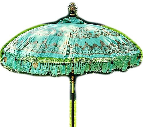 Darthome Bali Sun Parasol 2m Handmade Traditional Indonesian Garden Umbrella (Green)