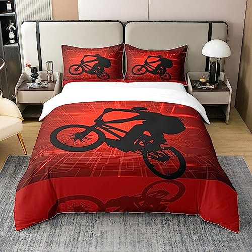 Juego de funda de edredón 100% algodón para puerta de motocross, tamaño individual, funda de edredón de algodón para deportes extremos, juego de ropa de cama de motociclista, juego de funda de edredó