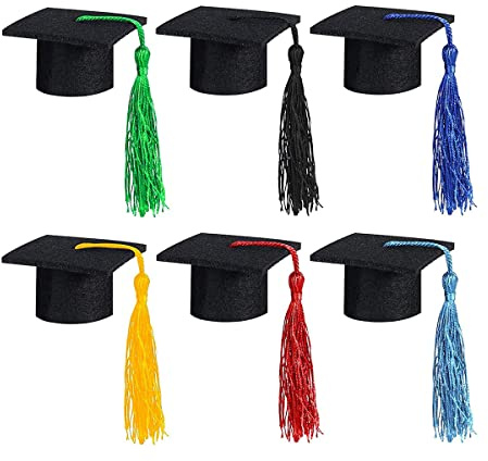 MaoNativey 6PCS Mini Cute Graduation Cap Wine Bottle Toppers Caps Covers DIY Bottle Toppers Graduation Cap for Home Graduation Party