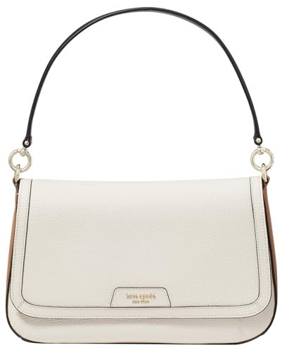 kate spade new york womens Hudson Pebbled Leather Flap Shoulder Bag, Parchment Multi, One Size
