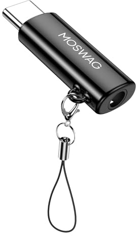 MOSWAG USB Typ C auf 3.5mm Kopfhörer Jack Aux Audio Adapter 1er-Pack | USB C auf 3,5mm Adapter für iPhone 16 Pro Max/16 Pro/16 Plus/16/15 Pro/15, Samsung Galaxy S24 S23 S22 S21 S20 und mehr