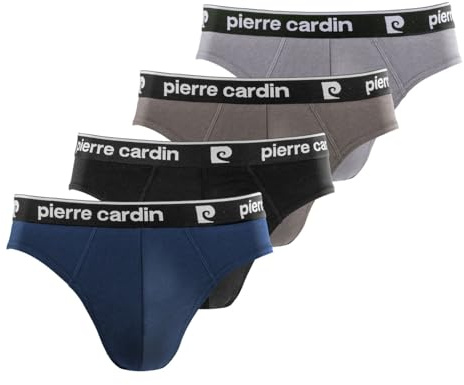 pierre cardin underwear Slip Homme Coton, sous-vêtements Homme, Hypoallergénique, Maintien sans comprimer (Lot de 4), Taille XL - Noir/Gris/Blanc