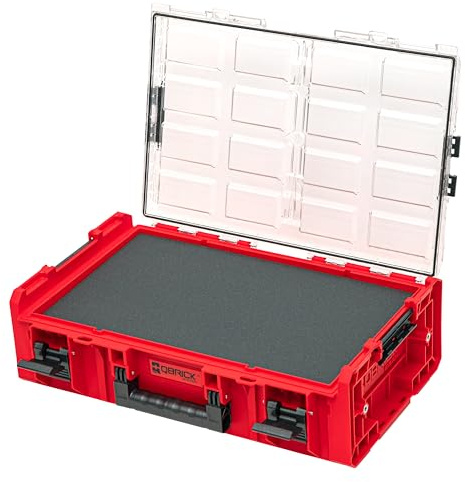 QBRICK SYSTEM Werkzeugkoffer Werkzeugkasten Leer Werkzeugkiste ONE Organizer 2XL 2.0 MFI RED Ultra HD Rot 600 x 400 x 185 mm