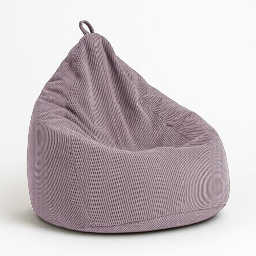 chilly pilley® pouf a sacco in velluto a coste con imbottitura in EPS - cuscino per sedile, cuscino da gioco, molti colori, 65x85 viola
