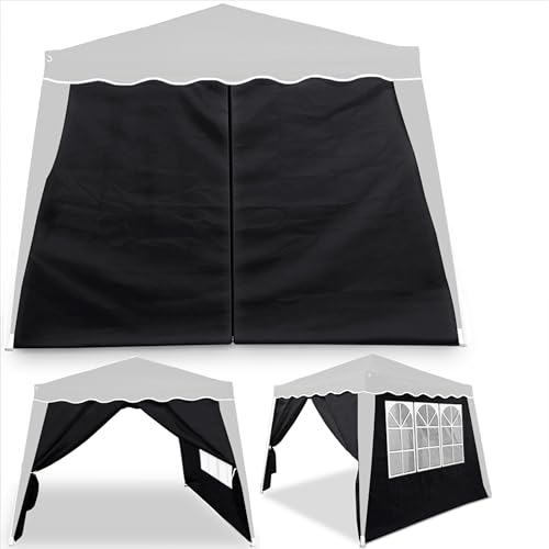 CASARIA® 2x Capri Side Wall Set For 3x3m Gazebo | Water-Repellent Exterior Accessory Walls For Folding Pop-Up Pavilion Party Tent | 1x Window Panel | 1x Zipped Door Panel | 2x Panels Black