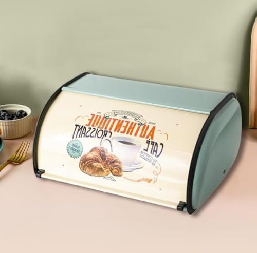 Eletina Stainless Steel Bread Box,Large Capacity Bread Box with Roll Up Lid Multifunctional Counter Storage Container,Bread Bin Holder,For Home and Kitchen (Blue 13.5 L X 9.3 W X 6 H)