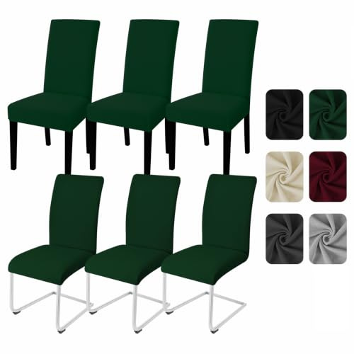 Yugarlibi Dining Chair Covers Set of 6 Stretch Slipcovers Swing Elastic Removable Dining Room Chair Covers Reusable Washable Protector for Hotel Banquet Ceremony (Green, 6 pcs)