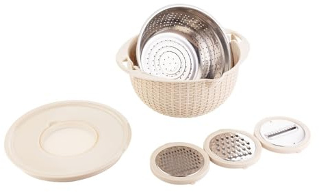 Sonhomay Passoire de Cuisine 4 en 1 avec Bol à Mélanger Rotatif Laveur de Fruits et Légumes pour le Nettoyage et le Mélange de Salades et de Fruits