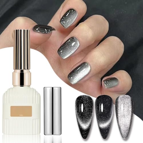 Black Cat Eye Gel Nail Polish, 15ML Nail Polish with Nail Magnet, Soak off UV LED Manicure Gel Polish for Nail Art Manicure Salon DIY at Home