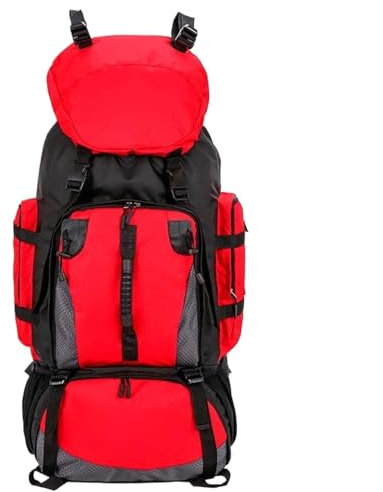 NMGHUTE Wanderrucksäcke Trekkingrucksäcke Wanderrucksack 90L Wasserdichter Ultraleichter Angelrucksack Für Unterwegs, Faltbare Campingtasche Trekkingrucksack Reiserucksack(Rood)