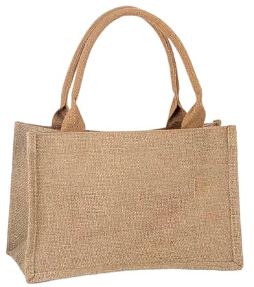 Eleeonora Borsa Juta da Rivestire Uncinetto,Borsa di Iuta Riutilizzabile,Borsa della Spesa in Juta,Borsa per La Spesa Juta,Portatile,Pieghevole,retrò Elegante,per Shopping,Picnic,Regali,Spiaggia