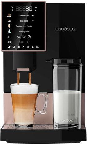Cecotec Macchina da Caffè Superautomatica Cremmaet Compactccino Black Rose. 1450W, Superautomatica, 19 Bar, Thermoblock, Serbatoio Caffè 150g, Serbatoio Acqua 1,1L, Pulizia Automatica