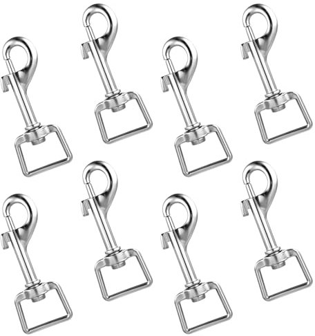 JIEYAO Lot de 8 mousquetons avec articulation pivotante - 66 mm - Mousqueton pour laisse de chien - En acier inoxydable - Mousqueton tourbillonnant pour collier de chien - Multifonction