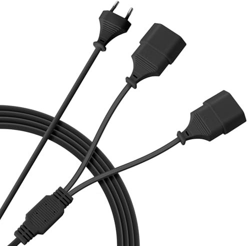 2M Schutzkontakt Verlängerungskabel 1-2 Euro Stecker Verlängerungskabel Typ C 0,75 mm² Max. 2,5A/250V Eurostecker Verlängerung für TV PC Monitor Haushaltsgeräte Schwarz