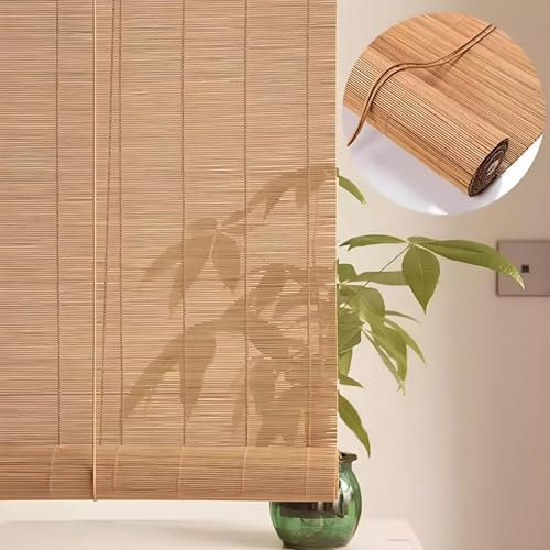Eiauiuo Retro Bambus Rollo Bamboo Blinds Rustikal Bambus Vorhang Jalousien Raffrollo Fensterrollo Sonnenschutz Sichtschutz Seitenzugrollo Verdunkelungsrollo UV-Schutz Bambusrollo für Türen und Fenster