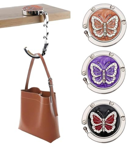 3 Stück Taschenhalter für Tisch Handtaschenhalter für Tisch Antirutsch Faltbarer Handtaschenhalter 45*45mm Taschenhalter Ideal für Den Einsatz In Restaurants,Büros,Klassenzimmern Usw(3 Farben)