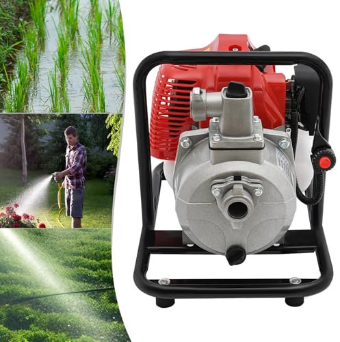 Benzin Wasserpumpe 43CC, 2-Takt Schmutzwasserpumpe, Wasserpumpe Motor Schmutzwasserpumpe Teichpumpe Gartenpumpe 1,25 kW