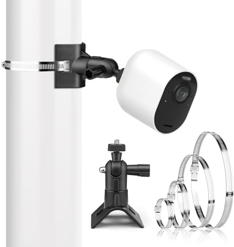 GlasFlength Kamera Halterung für Blink/Arlo/Wyze Außenkamera, 360° Masthalterung Pole Montagehalterung mit 4 Verstellbare Rohrschelle Wandhalterung Halterung für Überwachungskamera (Schwarz)