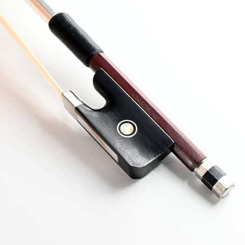 VINGOBOW Brazilwood Archet de violoncelle 4/4 Grenouille en ébène naturel de Mongolie Blanc crin de cheval bien équilibré 71,5 cm