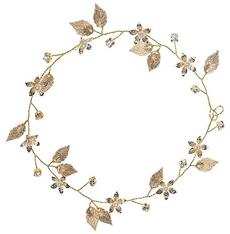 Veemoon Tocado de Pan de Diadema de Boda Doradas Tocado de Novia Accesorio Cabello Decoración Cabello de Boda