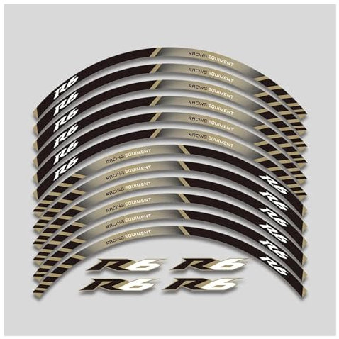 GsvUbd Für Y&amaha YZFR6 YZF R6 43,2 cm Motorradaufkleber Räder Nabe Reflektierende Streifen Felge Reifen Dekorative Aufkleber Klebeband Felgenband Aufkleber (Schwarz)