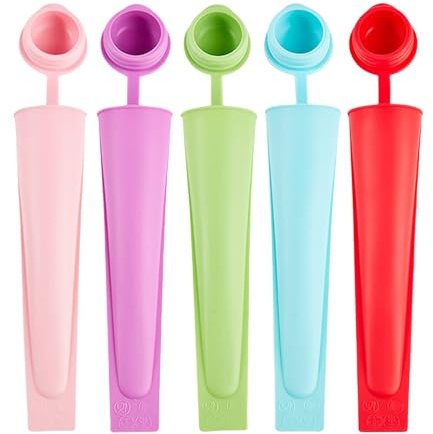 FloralGrace Lot de 5 moules à glace en silicone coloré pour glace à l'eau, cornets de glace créatifs en rose, violet, vert, bleu et rouge