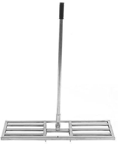Râteau de Nivellement de Pelouse en Acier Inoxydable Niveleur de Pelouse Télescopique à Long Manche Outil de Nivellement de l'herbe de Jardin pour Jardin Jardin Ferme