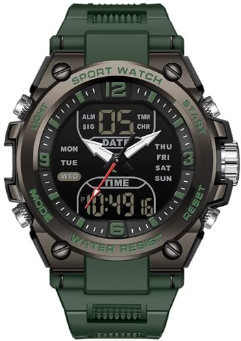 findtime Herren-Digitaluhr, taktische Militär-Uhren für Herren, 5 ATM, wasserdicht, analoge Uhr mit 12/24 Stunden LED-Hintergrundbeleuchtung, Alarm, Countdown
