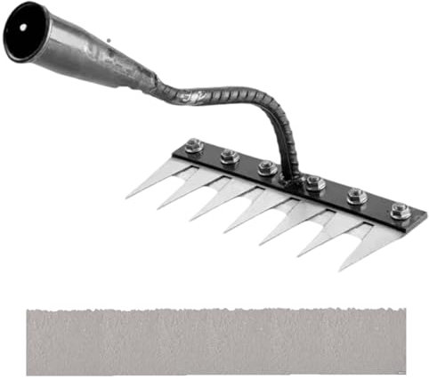 Rastrello da giardino in acciaio al carbonio con 6, 7 o 8 denti, rastrello in ferro resistente per giardinaggio e diserbo, rastrello da giardino in metallo resistente (7 denti)