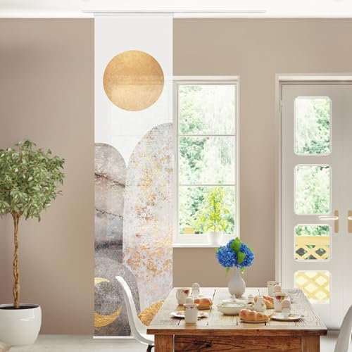 micasia Schiebegardine halbtransparent 60er Paneel Klett Muster Textil lichtdurchlässig - Motiv Abstrakt Flächenvorhang grau Wohnzimmer Schlafzimmer 2559 (60x250 cm - 1 St.)