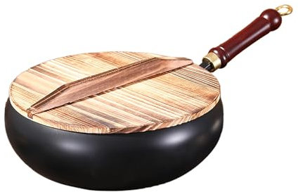 Padella in ferro non rivestito, pentola forgiata a mano con funzione di ritenzione del calore, padella in ferro battuto, padelle non rivestite, padelle da stiro per cucina, vari stili culinari (nero A