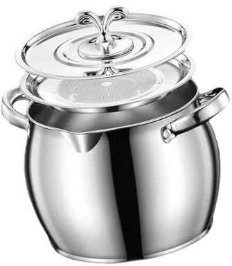 Amagogo Oil Strainer Pot Grease Can Container Cooking Oil Strainer Storage Jar Can Cooking Oil Filter with Fine Mesh for Cooking Kitchen, 4 L 16.5cmx18cm