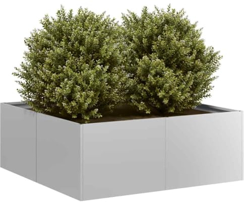 HaoChrymec Jardinera de Acero Galvanizado con Fondo Abierto, Maceta para Exteriores, Ideal para Plantas, Flores y Huertos Urbanos, 80x80x30 cm