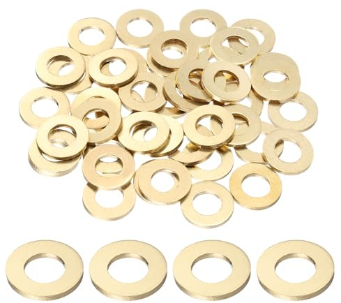 sourcing map 50 rondelle piatte in ottone M10, diametro interno 20 mm x diametro esterno 10 mm x spessore 2 mm, guarnizione metrica per viti, bulloni, dadi