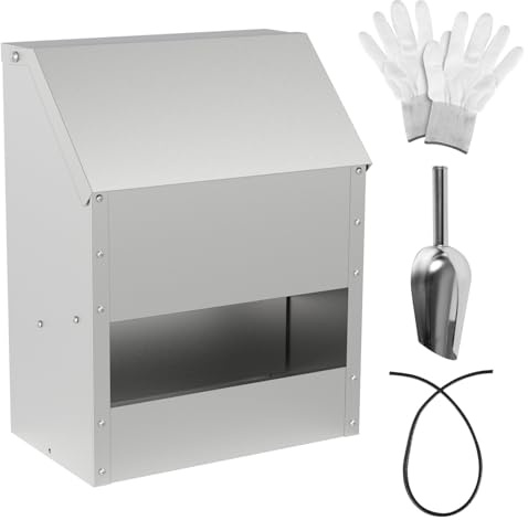 Daromigo Futterautomat Hühner 11,5KG verzinkter Stahl mit Deckel | Großer Hühnerfutterspender, Aufhängbar, Wandmontage, Für Geflügel Hühner Enten