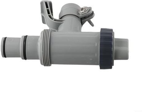 Support de tuyau de piscine avec valve à piston de rechange pour piscine hors sol, compatible avec les tuyaux de 3,2 cm et 3,8 cm, construction en plastique gris