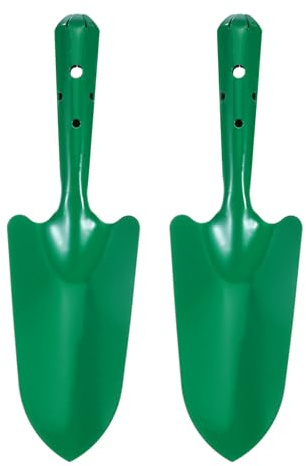 QUARKZMAN 2 st metall färgglada handgjorda minispadar 11 tum x 3 tum grävskopaset för transplantation trädgårdsredskap grävning blomjord plantering grön