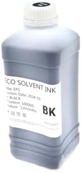 ForgeCore Encre éco-solvant 1000ml, Compatible avec imprimante Roland DX7 DX5 DX4 XP600 BN20 SP540V SP300 XR640 SP540i VS300i VS640 RS540 XJ740(1000ML Black)