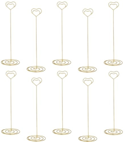 AEYURUID 10 segnaposto dorati a forma di cuore, con molletta per foto, menu e promemoria, matrimoni, banchetti, feste, decorazioni per foto e biglietti
