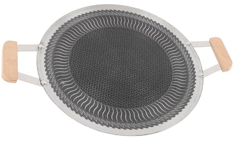 HUSHUI Parrilla Coreana Antiadherente Redonda para Barbacoa, Plancha para Cocinar en Interiores y Exteriores, Acero Inoxidable, 1 Unidad (38cm)