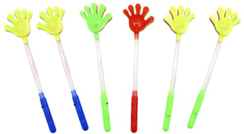NIYANGLE 6 Aplausos de Mano Luminosos de Plástico para Fiestas y Eventos Deportivos Baterías Incluidas que Animan y Hacen Ruido Color Aleatorio