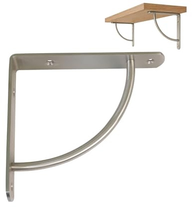 Amig - Regalwinkel Edelstahl Mod. 24 | Metallwinkel für Regale | Regalhalterung | Farbe: Gebürstetes Nickel | Maße: 220 x 220 mm | Empfohlenes max Gewicht: 150 kg